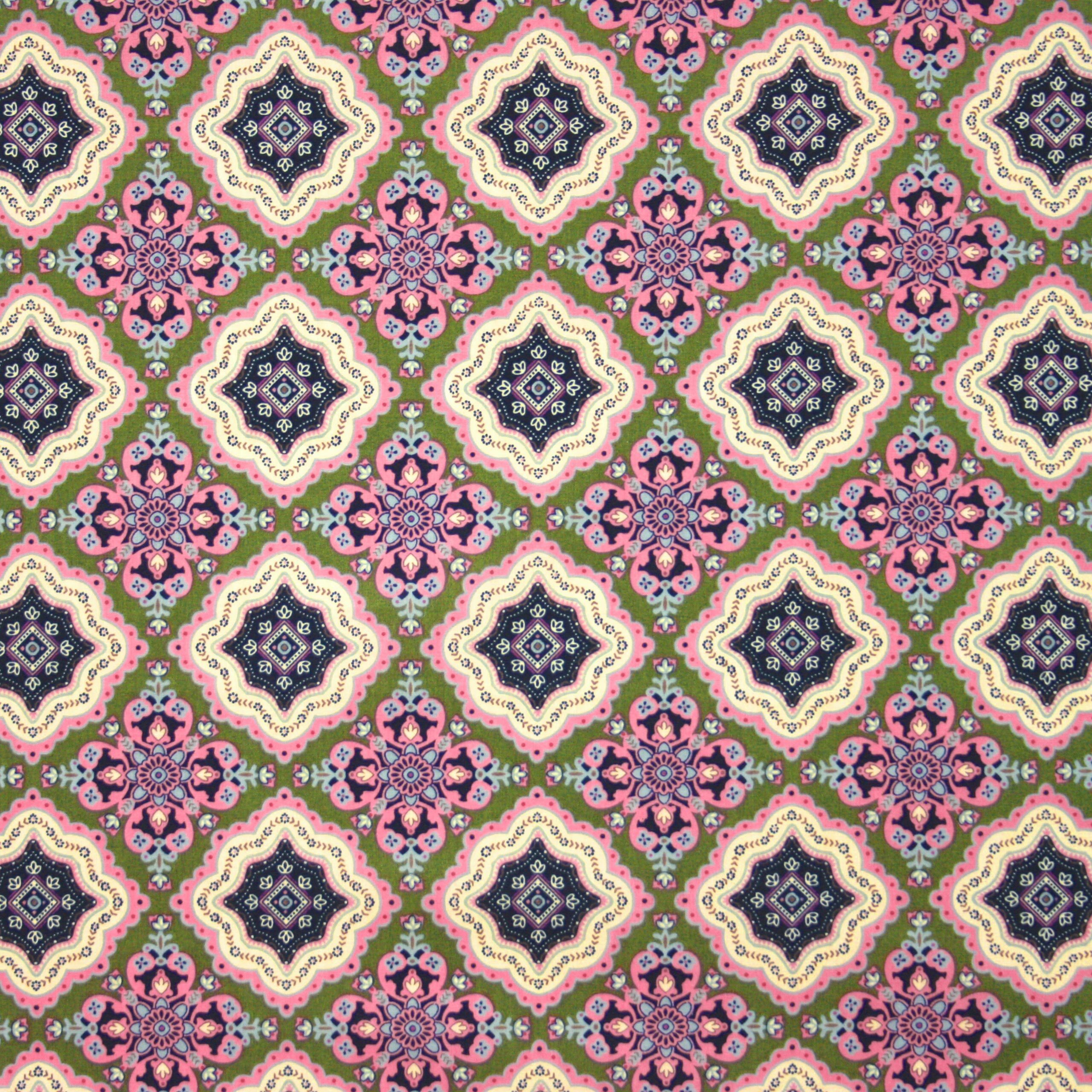 Deep Olive Motif Lawn Ditto Fabrics