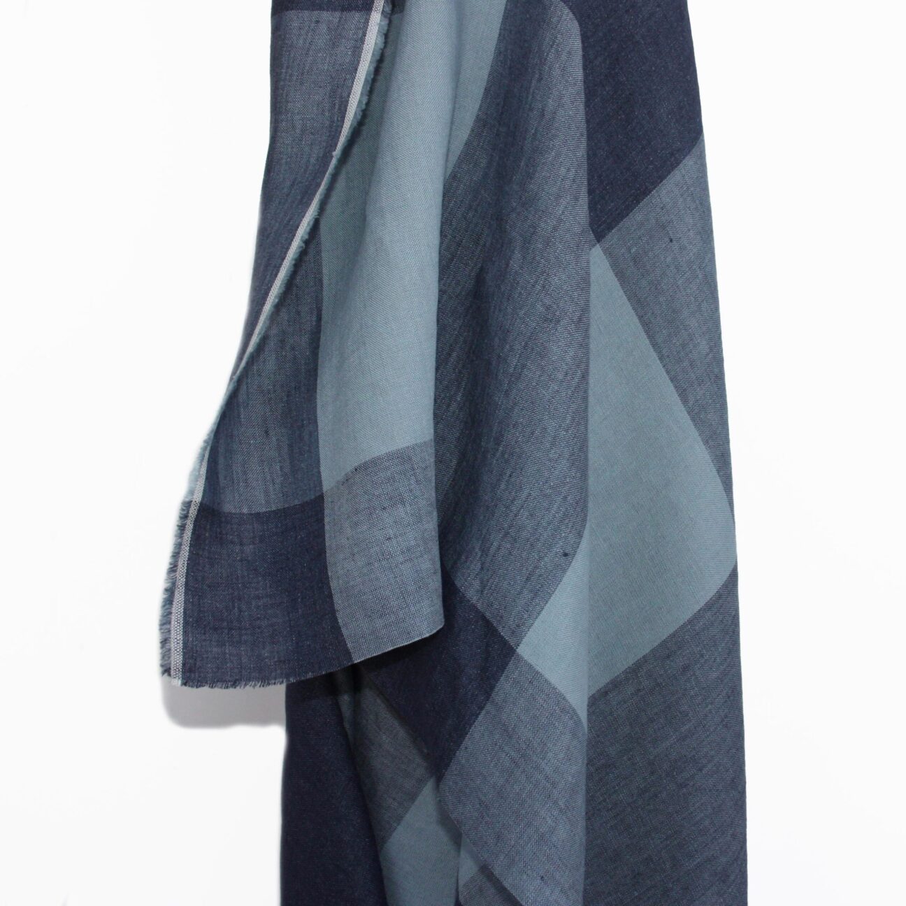 Blue Oblong Check Linen Fabric – Ditto Fabrics